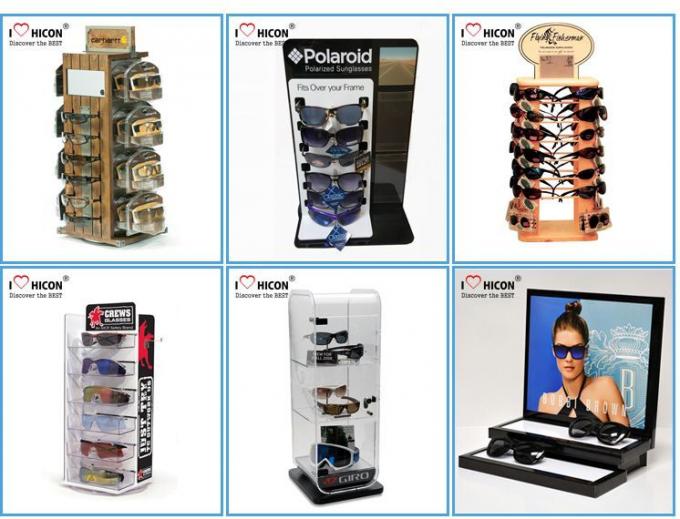 Επενδύοντας την ξύλινη μετάλλων στάση επίδειξης γυαλιών ηλίου ράβδων περιστρεφόμενη για 30 ζευγάρια Eyewear