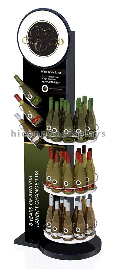 Στάση επίδειξης κρασιού δαπέδων 3 ράφια επίδειξης σειρών για τα μαγαζί λιανικής πώλησης
