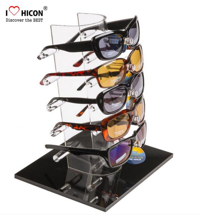 Tabletop ακρυλικό ράφι επίδειξης Eyewear για το κατάστημα εμπορικών σημάτων 5 ζευγάρια προώθησης γυαλιών ηλίου