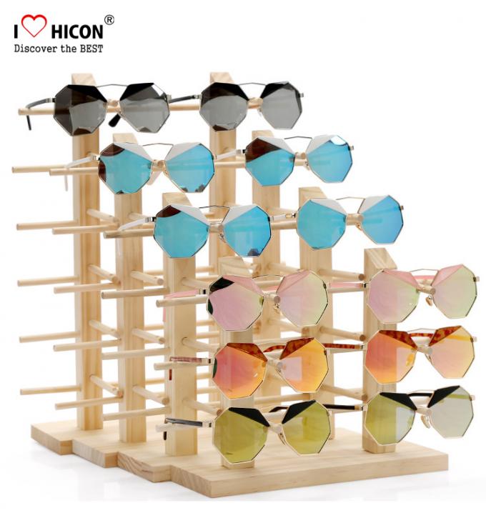 Καταπληκτικός πελατών ξύλινος γυαλιών ηλίου επίδειξης εξοπλισμός διαφήμισης στάσεων αντίθετος τοπ